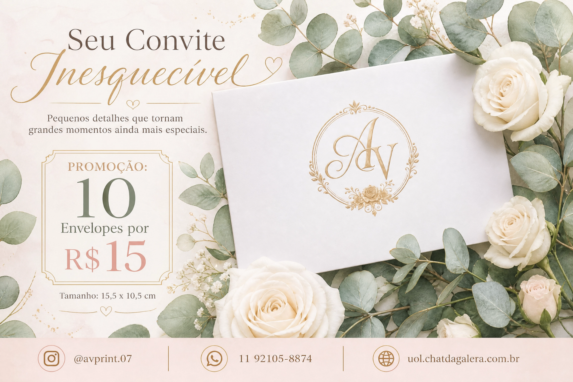 Convite de casamento — 10 envelopes por R$15