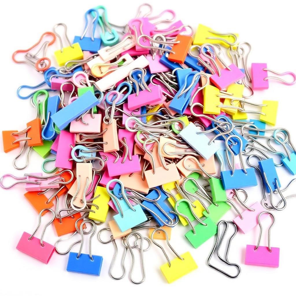 Kit 200 un. Clips Coloridos de Metal 28mm