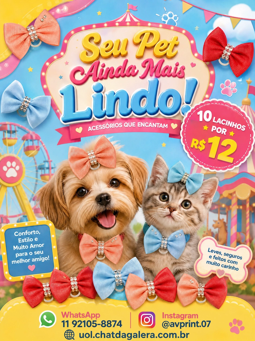 Kit 10 Lacinhos para Pet
