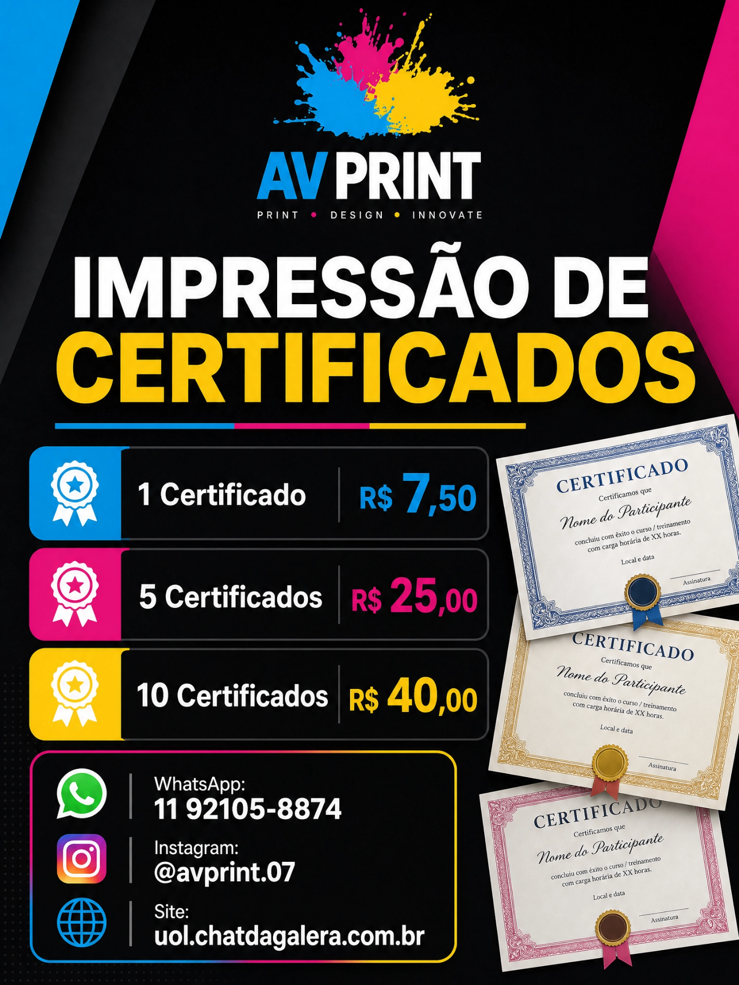 Certificados personalizados AV Print